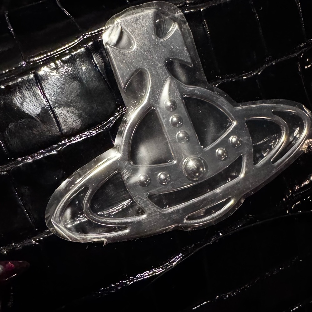 Vivienne Westwood Black Croc-Embossed small bag - Picture 4 of 9